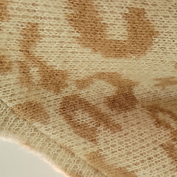 Animal Print Long Leopard Beige Open Front Collarless Knitted Duster Cardigan XL - Picture 5 of 13